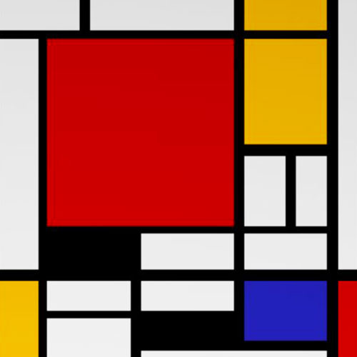 蒙德里安 Composition with Large Blue Plane， Red， Black， Yellow and Grey