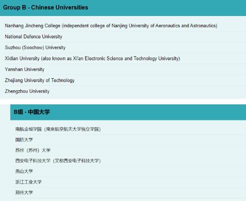 UCL公布中國(guó)大學(xué)認(rèn)可B類(lèi)大學(xué)